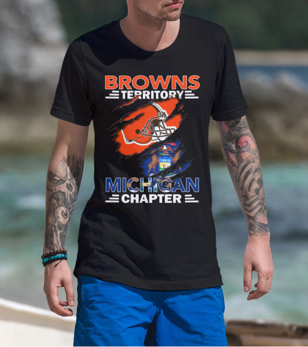 Browns Territory Michigan Chapter Helmet And State Emblem T-Shirt
