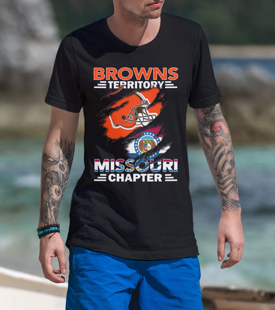Browns Territory Missouri Chapter Helmet And State Flag T-Shirt