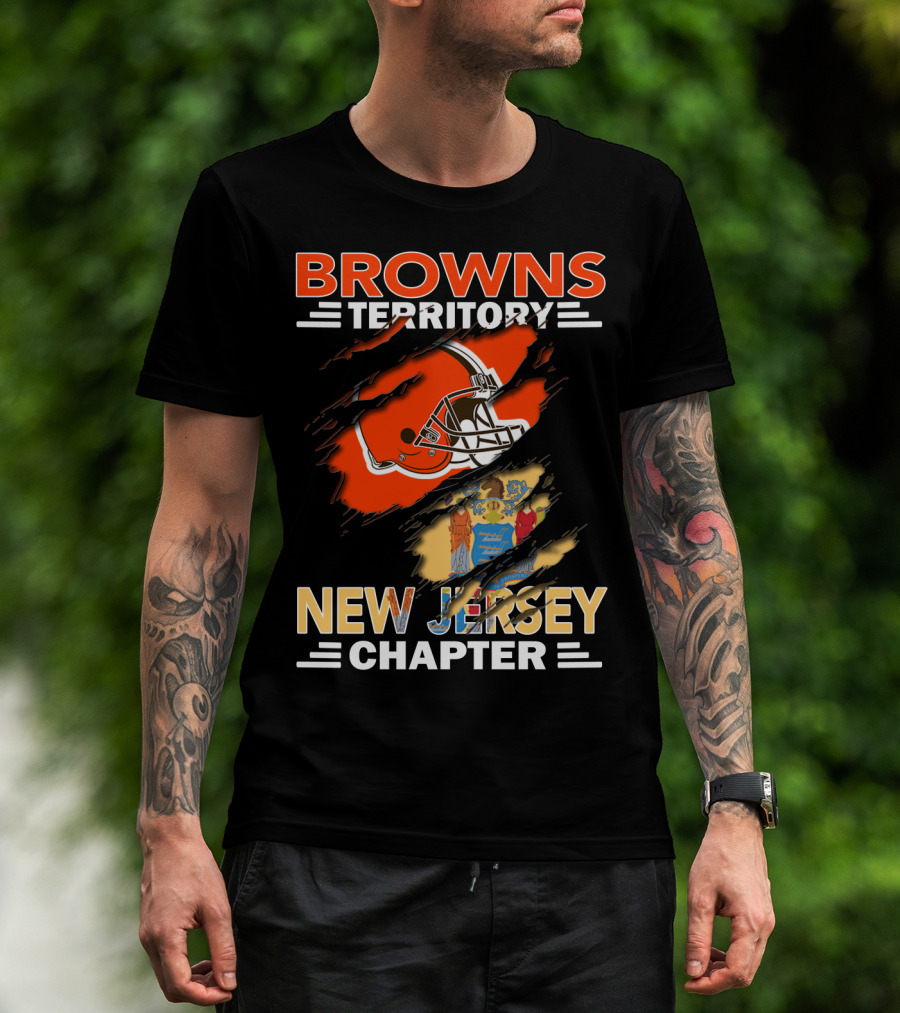 Browns Territory Football Helmet New Jersey Chapter State Flag T-Shirt