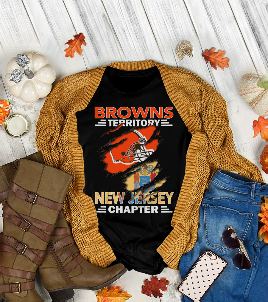 Browns Territory Football Helmet New Jersey Chapter State Flag T-Shirt