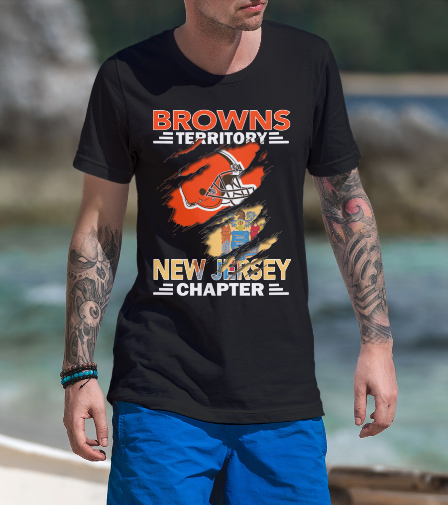 Browns Territory Football Helmet New Jersey Chapter State Flag T-Shirt