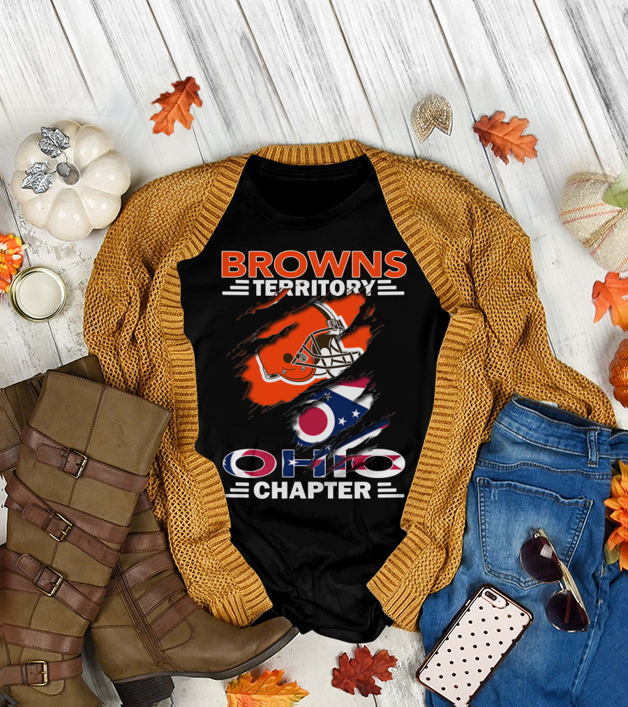 Browns Territory Ohio Chapter Helmet Flag T-Shirt