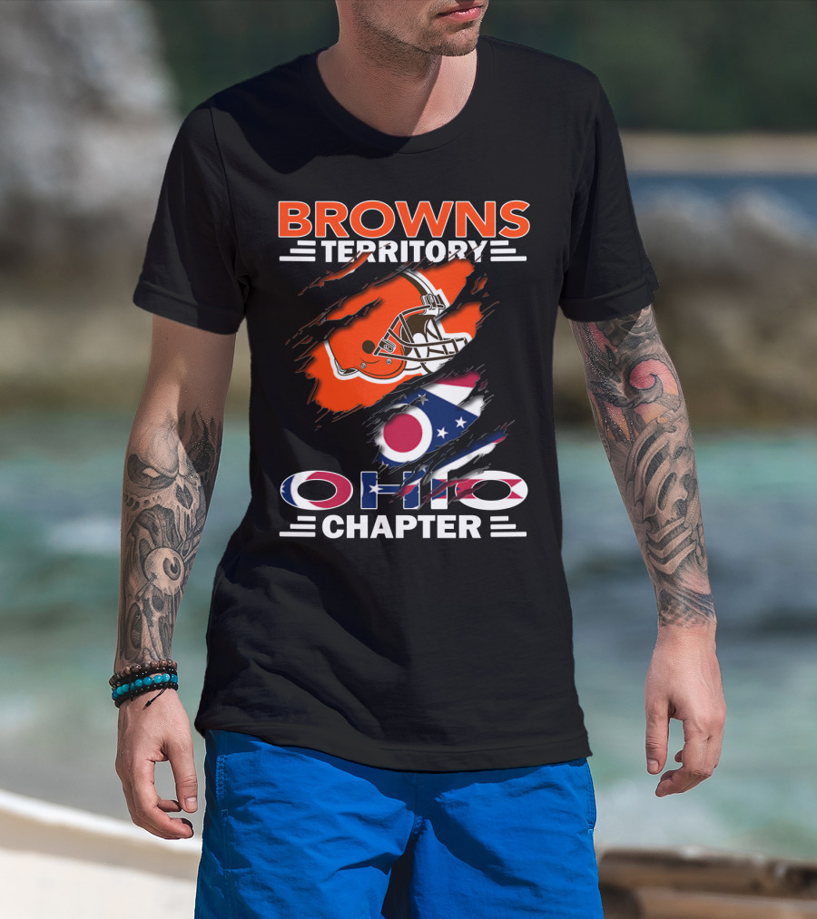 Browns Territory Ohio Chapter Helmet Flag T-Shirt