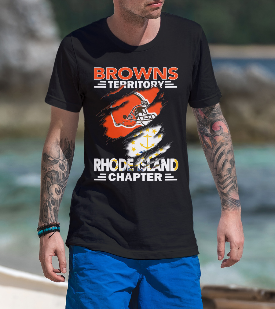 Browns Territory Rhode Island Chapter Football Helmet Anchor T-Shirt