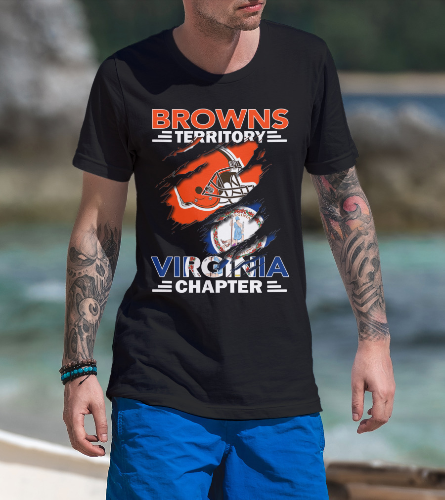 Browns Territory Virginia Chapter Helmet Virginia State Flag Fusion T-Shirt