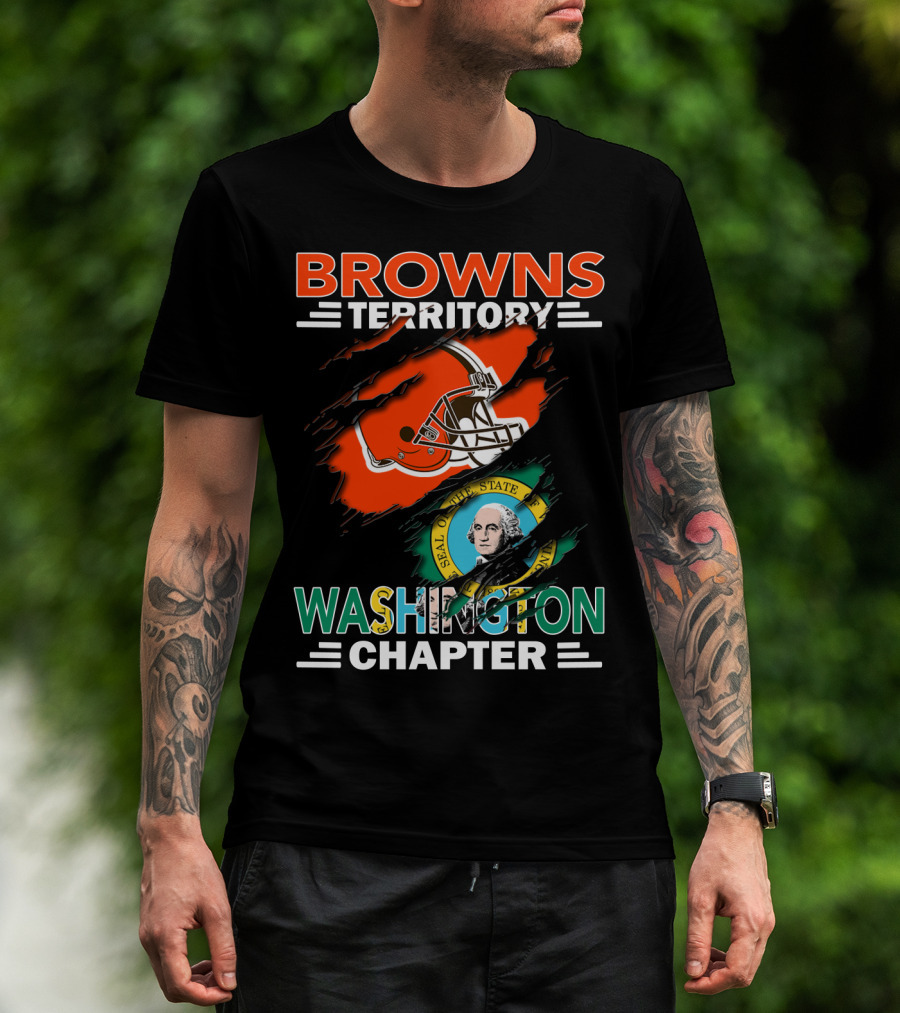 Browns Territory Washington State Chapter Seal Football Helmet Fan T-Shirt