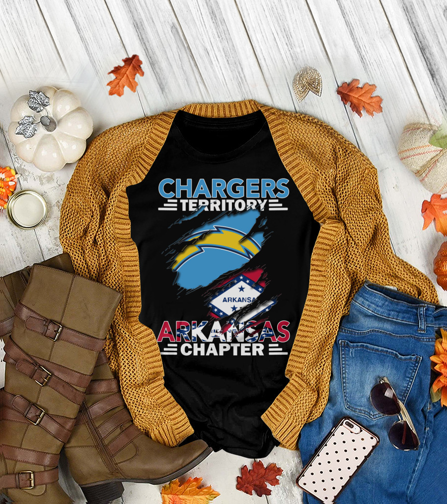 Chargers Territory Arkansas Chapter with Chargers Logo and Arkansas State Flag T-Shirt