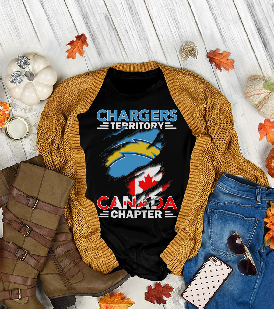 Chargers Territory Canada Chapter Lightning Bolt Canadian Flag T-Shirt