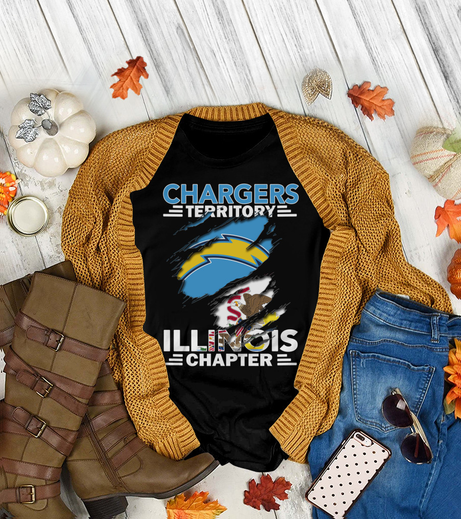 Chargers Territory Illinois Chapter State Flag Bolt T-Shirt