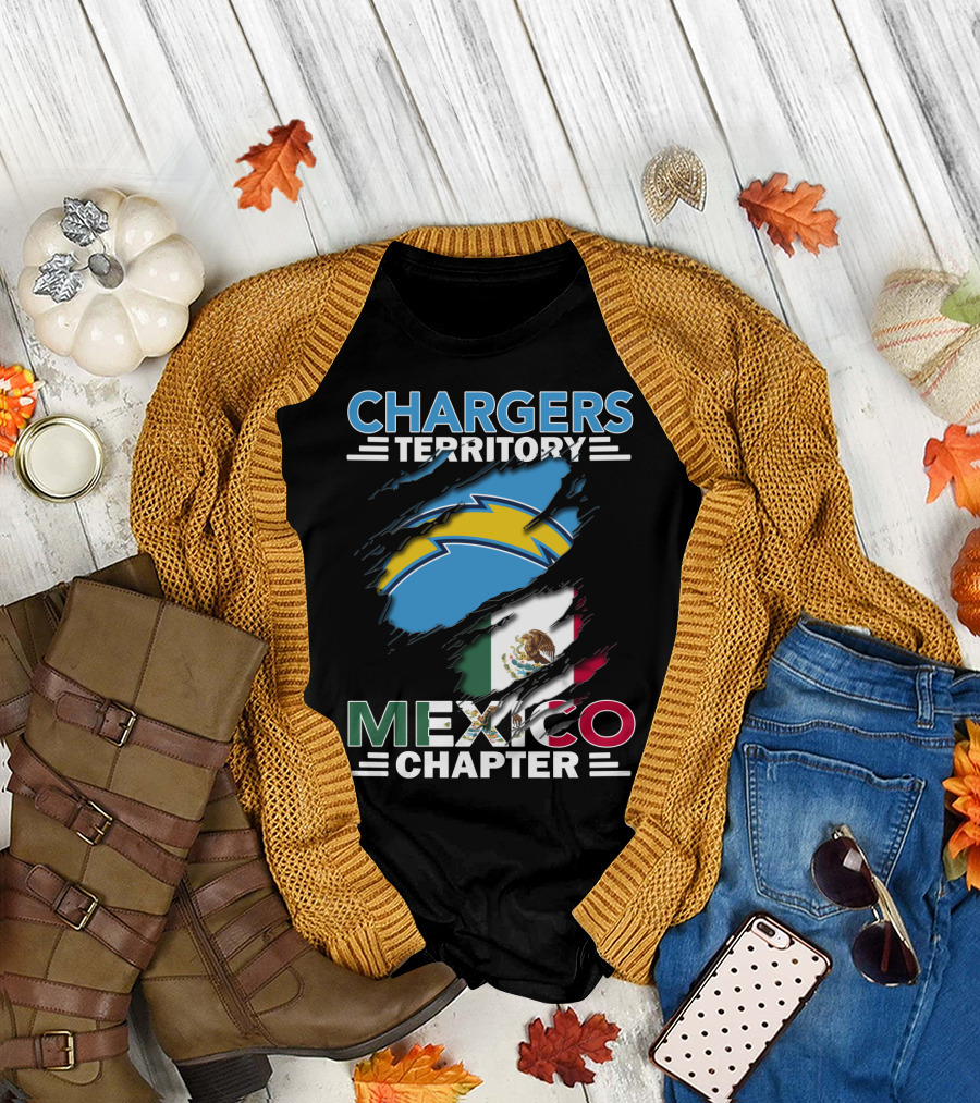 Chargers Territory Mexico Chapter Bold Lightning Logo and Flag Stripes T-Shirt