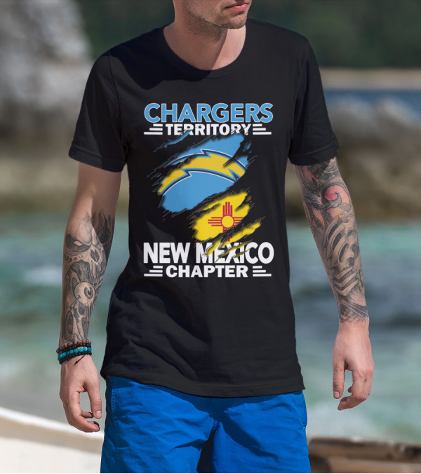 Chargers Territory New Mexico Chapter Torn Flags Zia Symbol Bolt T-Shirt