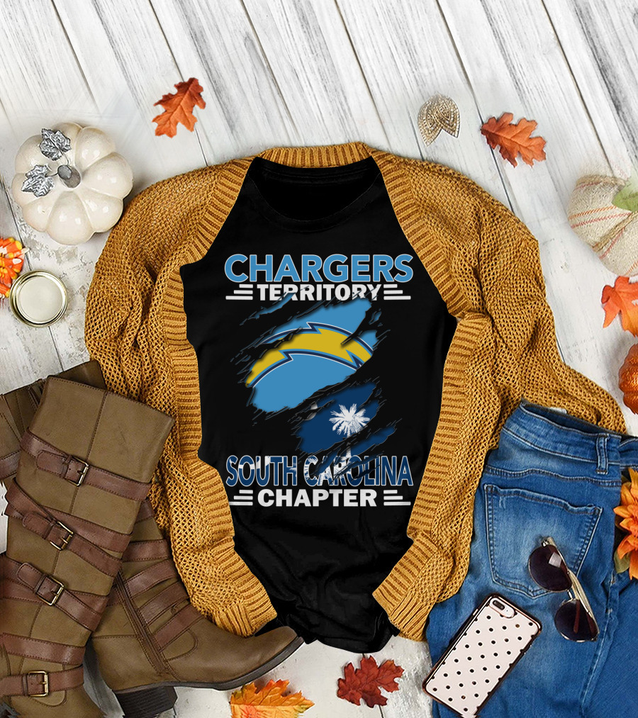 Chargers Territory South Carolina Chapter NFL Football Team Logo and State Flag Combo T-Shirt
