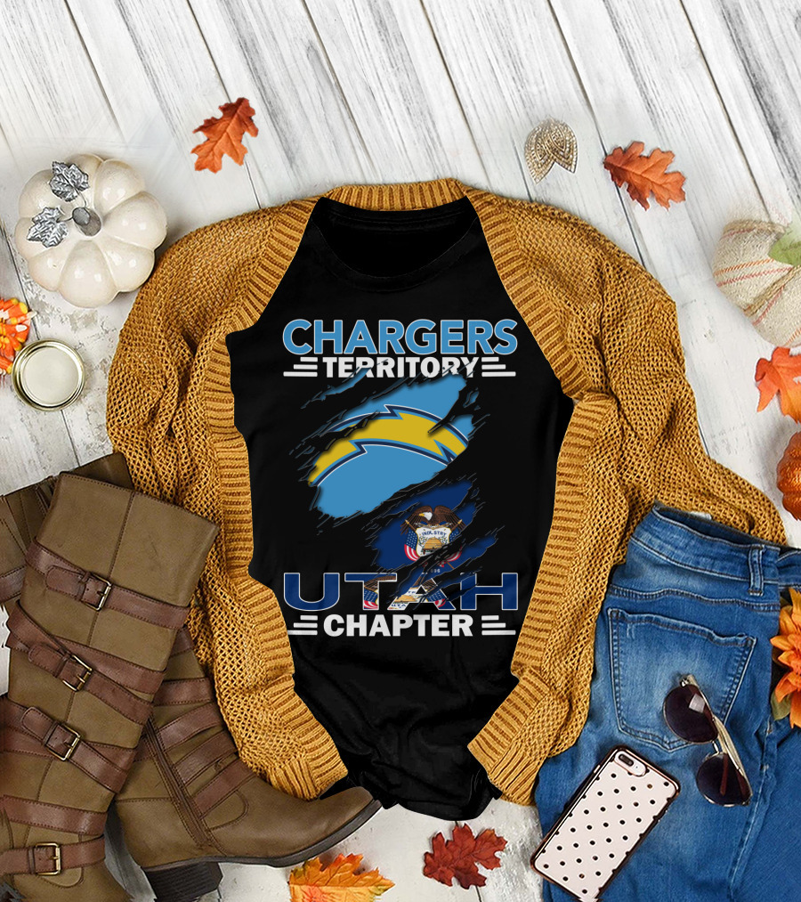 Chargers Territory Utah Chapter Ripped Flag T-Shirt
