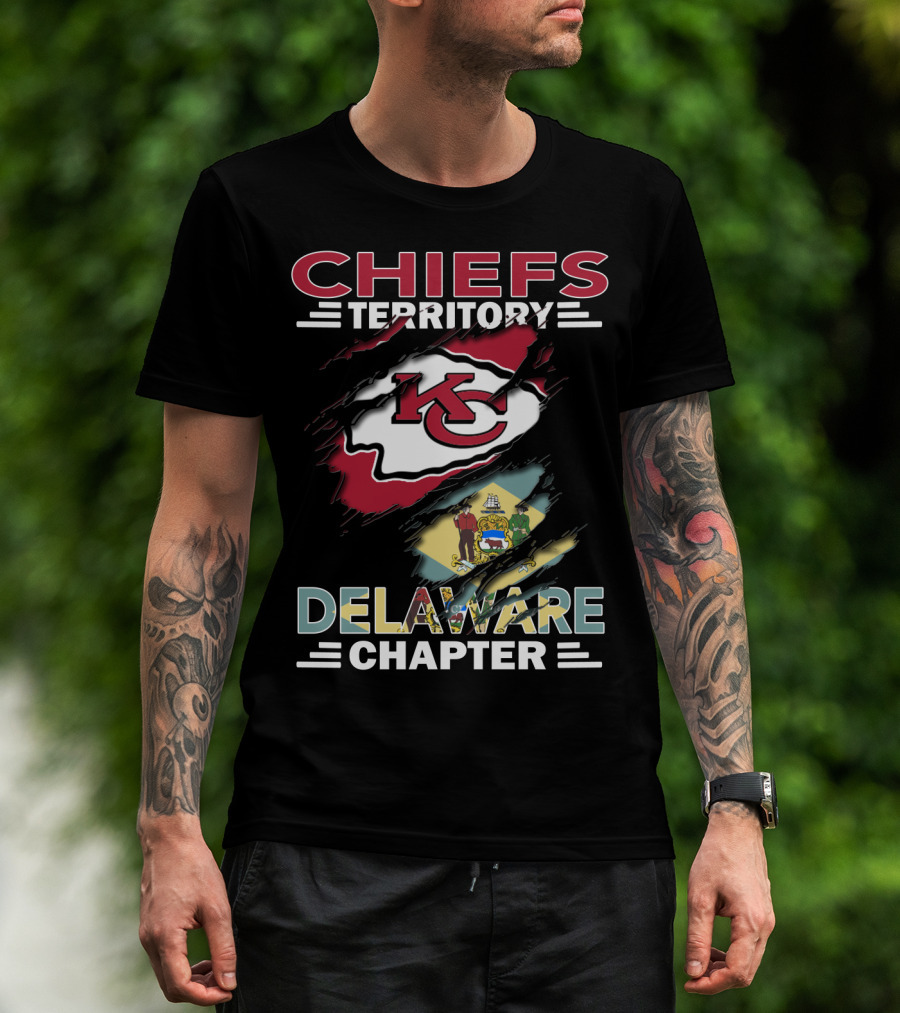 Chiefs Territory Delaware Chapter Kansas City Logo State Flag T-Shirt