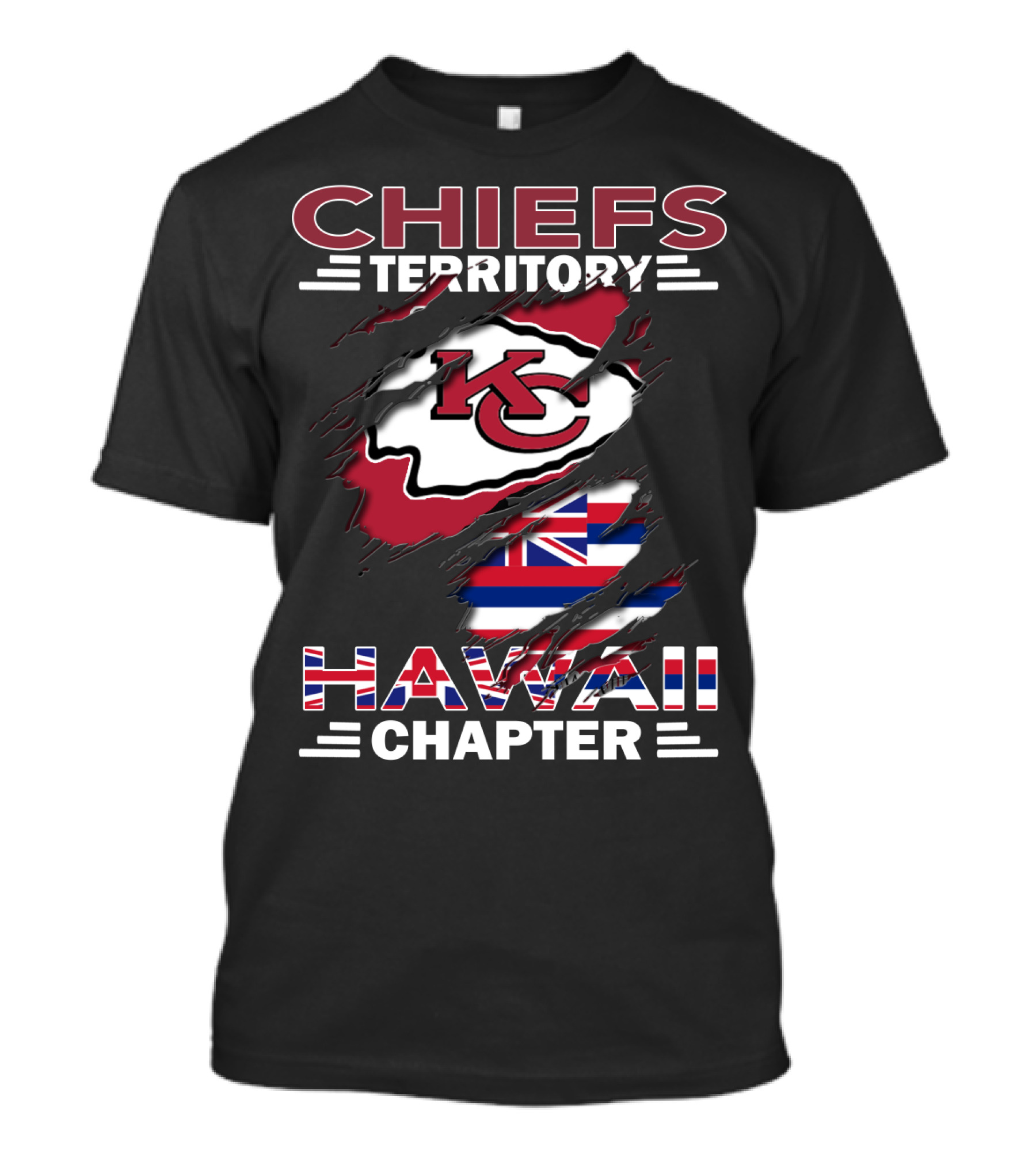 Chiefs Territory Hawaii Chapter KC Logo Hawaiian Flag T-Shirt