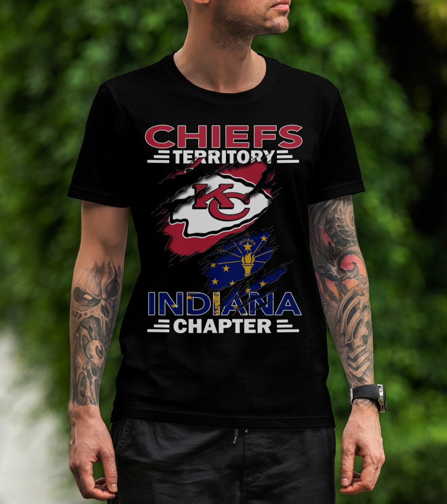 Chiefs Territory Indiana Chapter KC Logo And Indiana State Flag T-Shirt