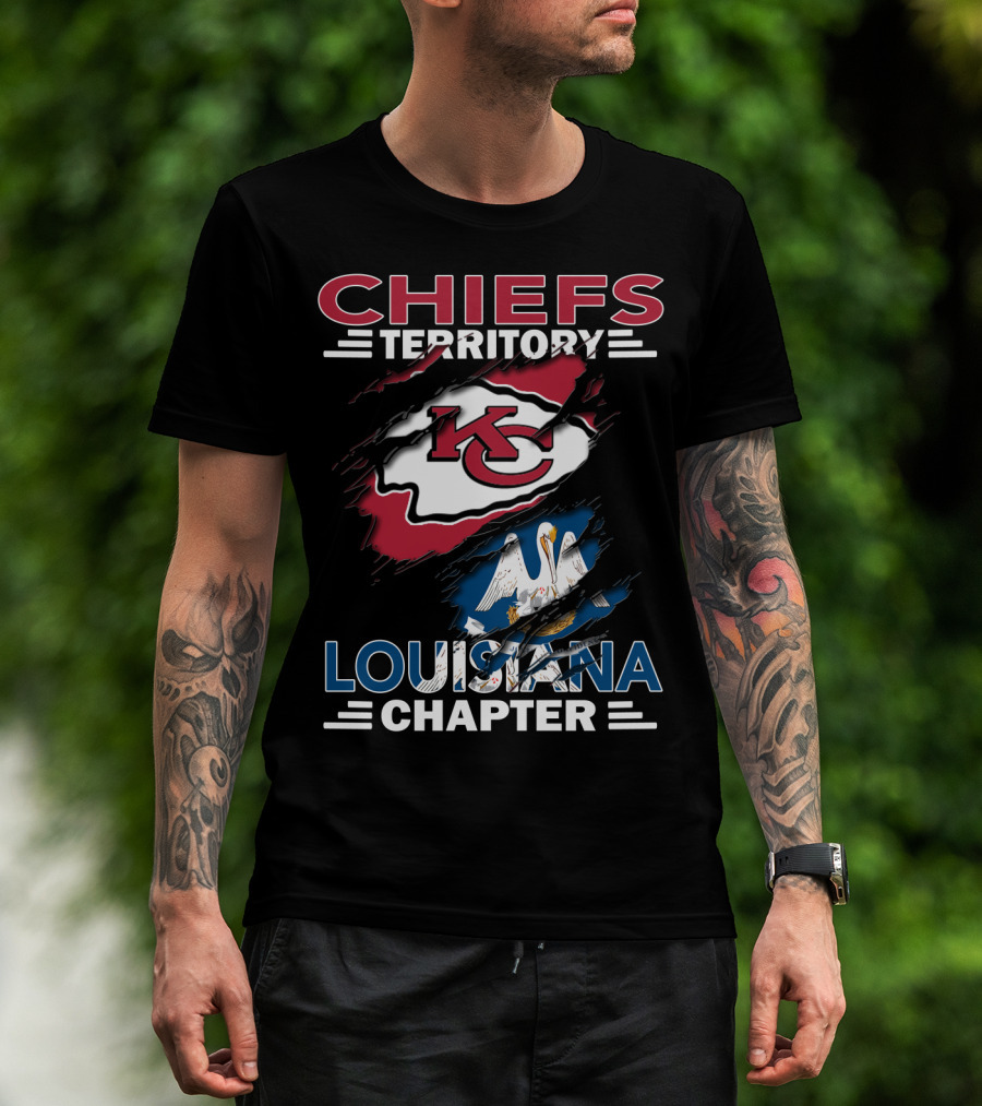 Chiefs Territory Louisiana Chapter KC Logo And State Flag T-Shirt