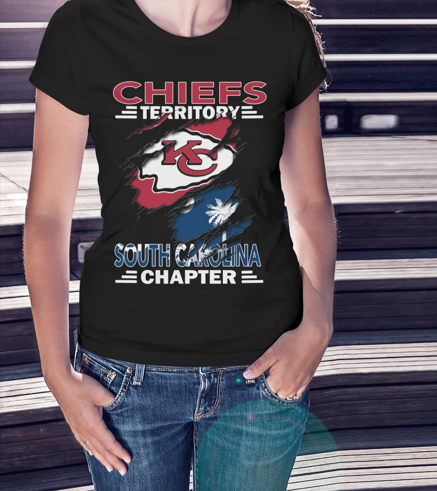 Chiefs Territory South Carolina Chapter KC Logo Wrapping Palmetto Flag T-Shirt