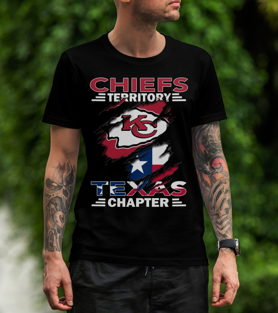 Chiefs Territory KC Logo Over Texas Flag Texas Chapter T-Shirt