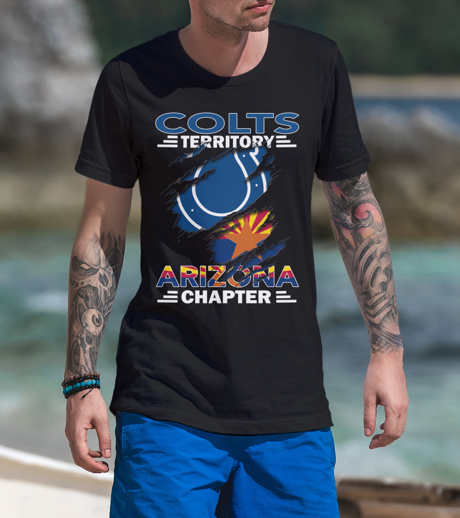 Colts Territory Arizona Chapter Blue Horseshoe And Arizona Flag Integration T-Shirt