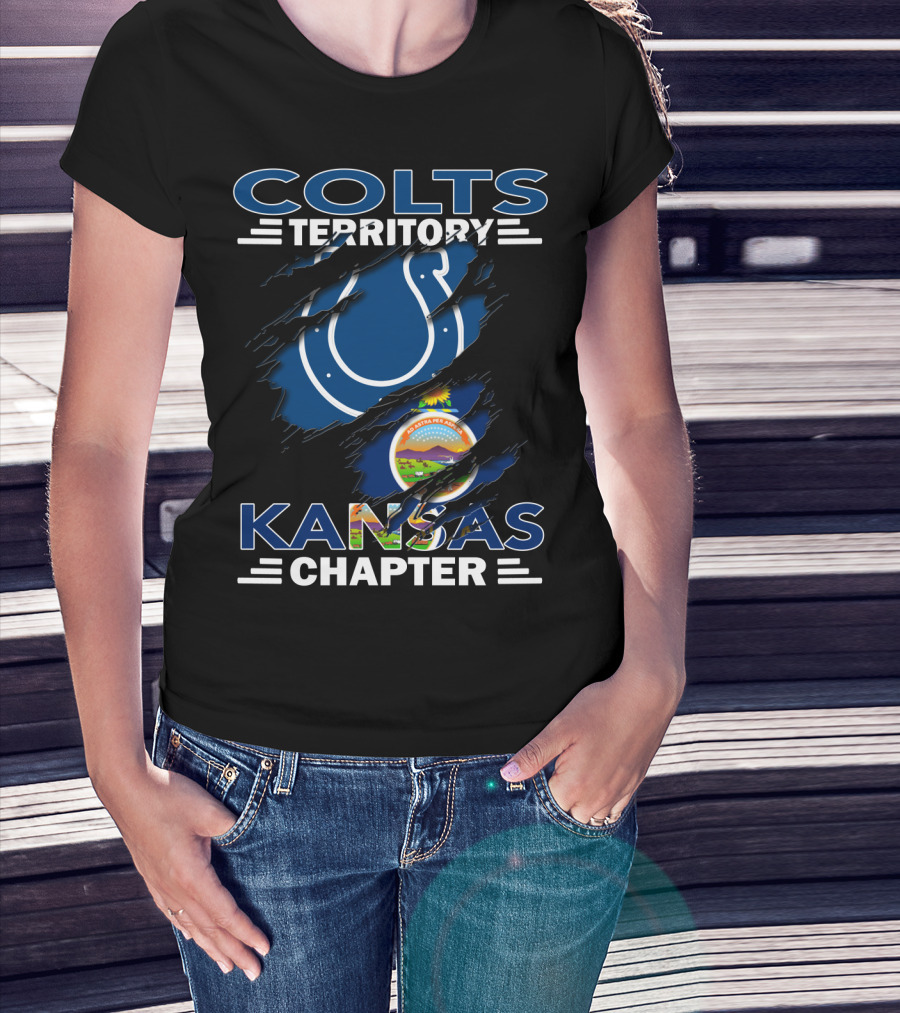 Colts Territory Kansas Chapter Indianapolis Colts Kansas Flag Integration T-Shirt
