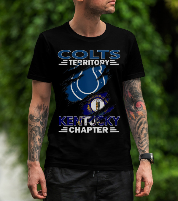 Colts Territory Kentucky Chapter Blue Horse And State Flag Emblem T-Shirt