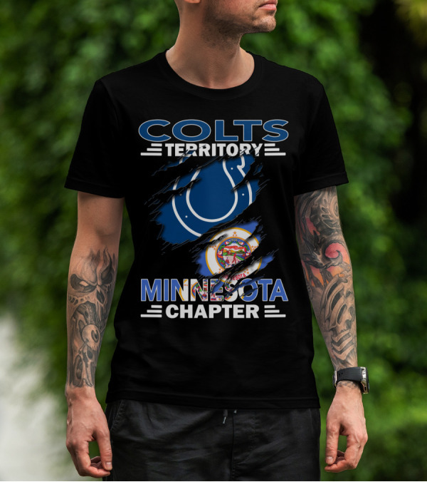 Colts Territory Minnesota Chapter Indiana Team Symbol And Minnesota State Flag Fusion T-Shirt