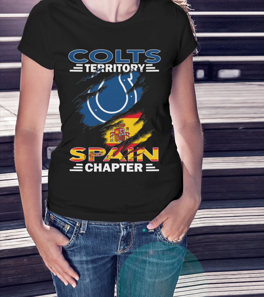 Colts Territory Spain Chapter Colts Logo Spain Flag T-Shirt