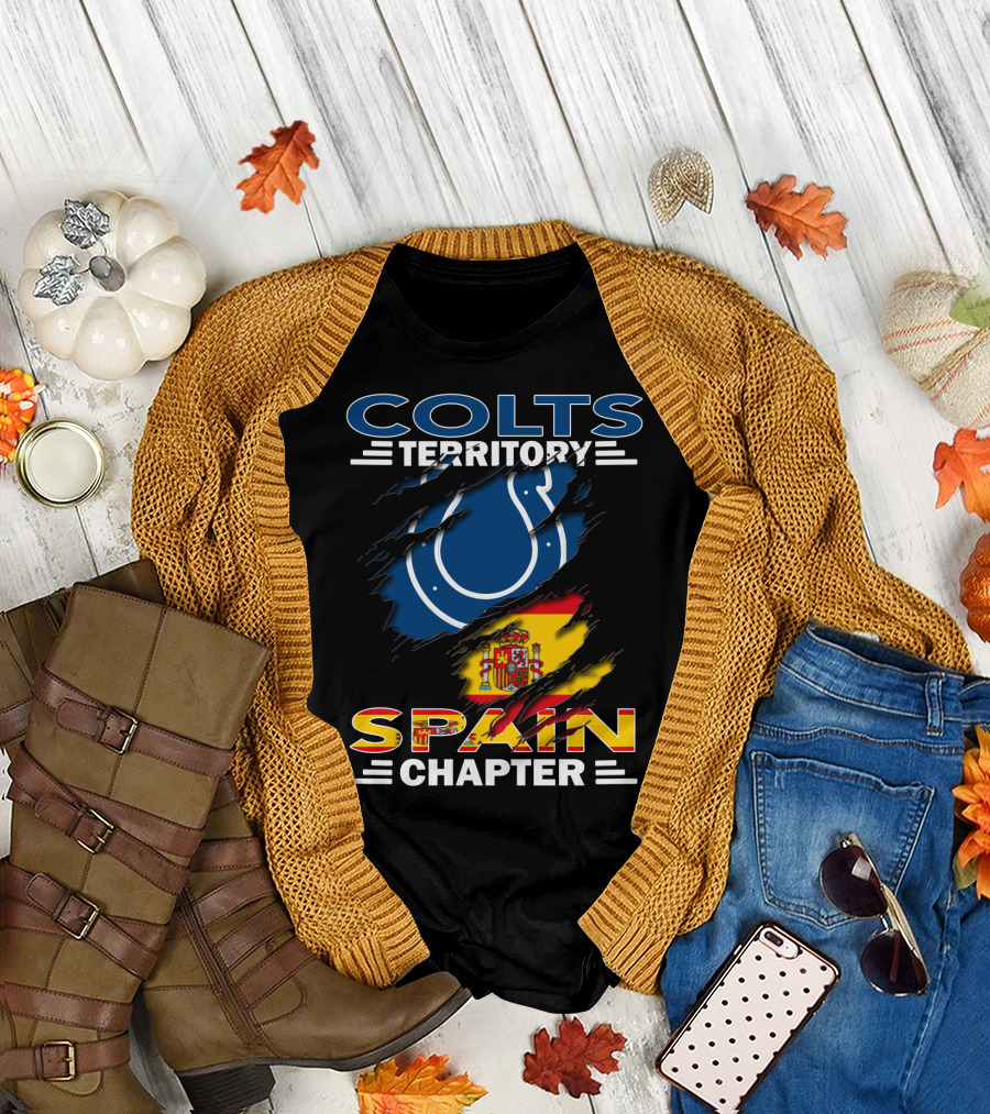 Colts Territory Spain Chapter Colts Logo Spain Flag T-Shirt