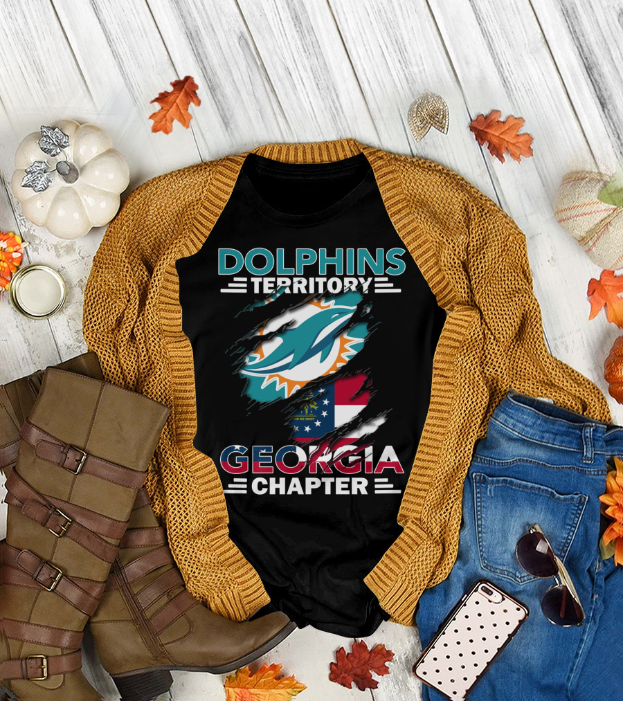 Dolphins Territory Miami Georgia Chapter Flag Fan Club T-Shirt