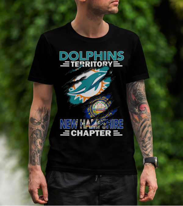 Dolphins Territory New Hampshire Chapter Miami Dolphins Logo New Hampshire Seal T-Shirt