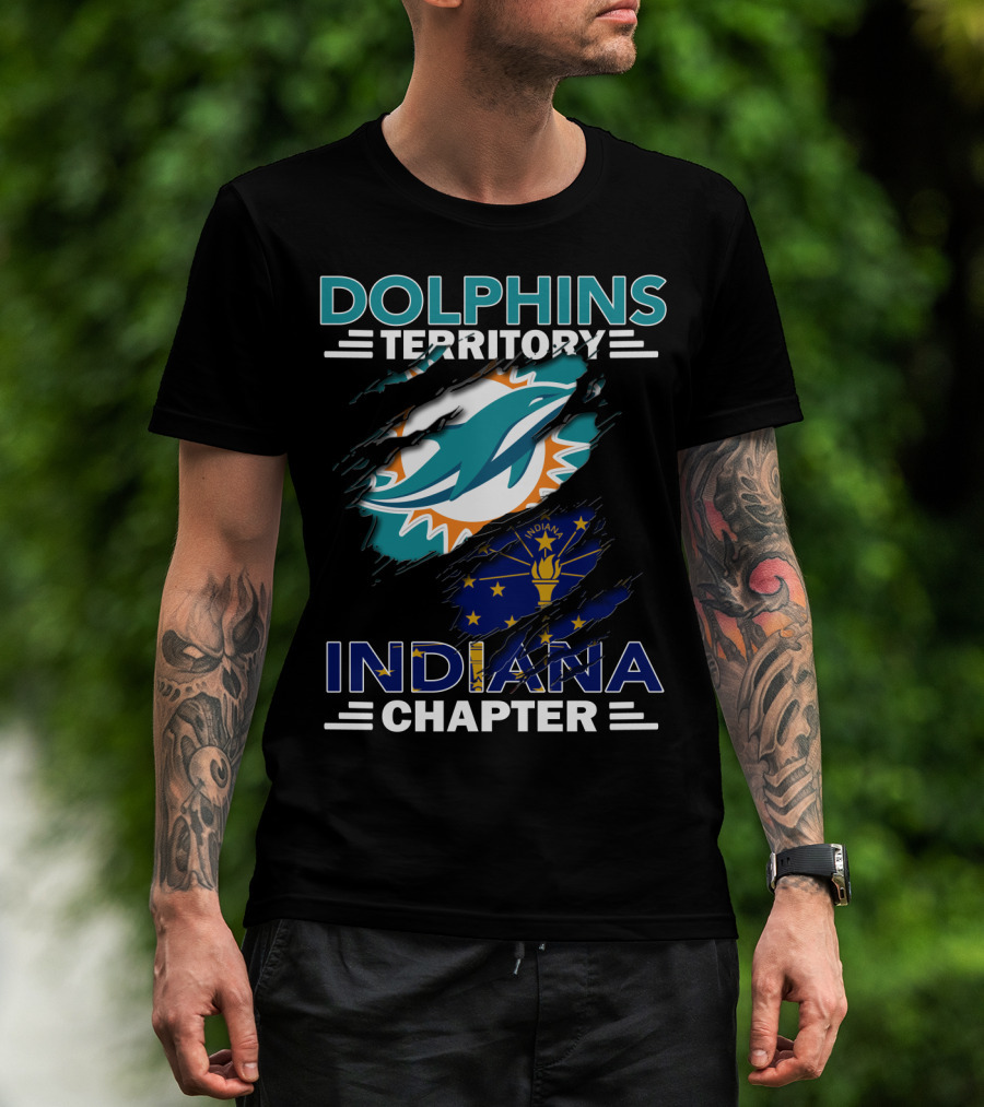 Dolphins Territory Indiana Chapter Miami Logo Indiana Flag Combination T-Shirt