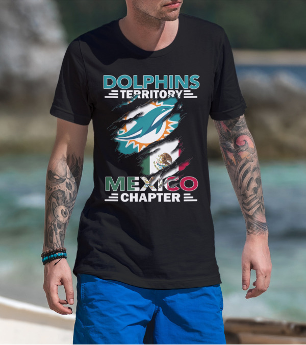Dolphins Territory Mexico Chapter Miami Dolphins Logo Mexican Flag T-Shirt