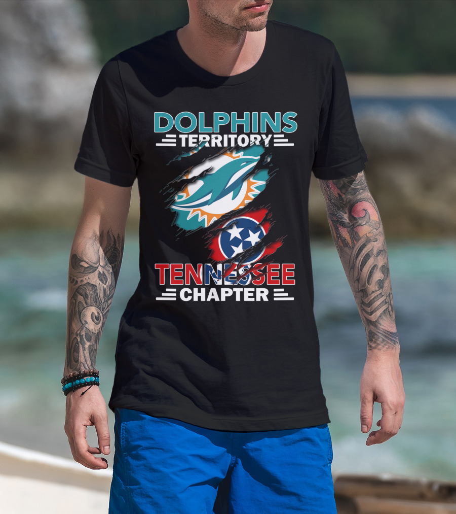 Dolphins Territory Tennessee Chapter Miami Logo And Tennessee Flag T-Shirt