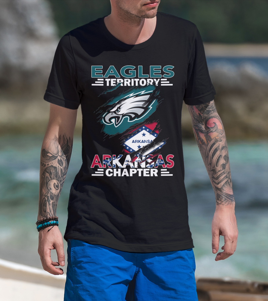 Eagles Territory Arkansas Chapter Philadelphia Logo Razorback Flag T-Shirt