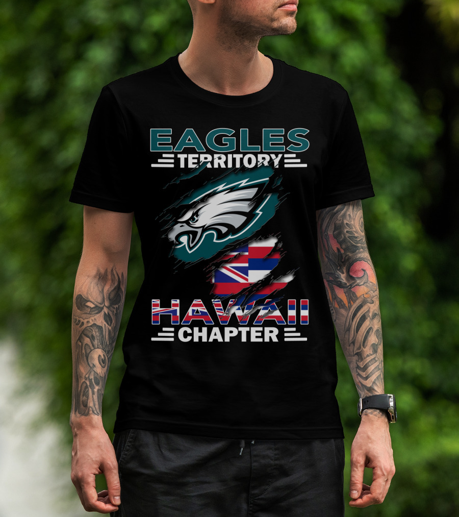 Eagles Territory Hawaii Chapter Nfl Team Logo Hawaiian Flag T-Shirt