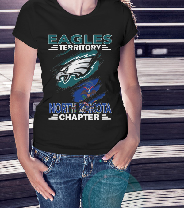 Eagles Territory North Dakota Chapter Fan Logo With State Flag Element T-Shirt