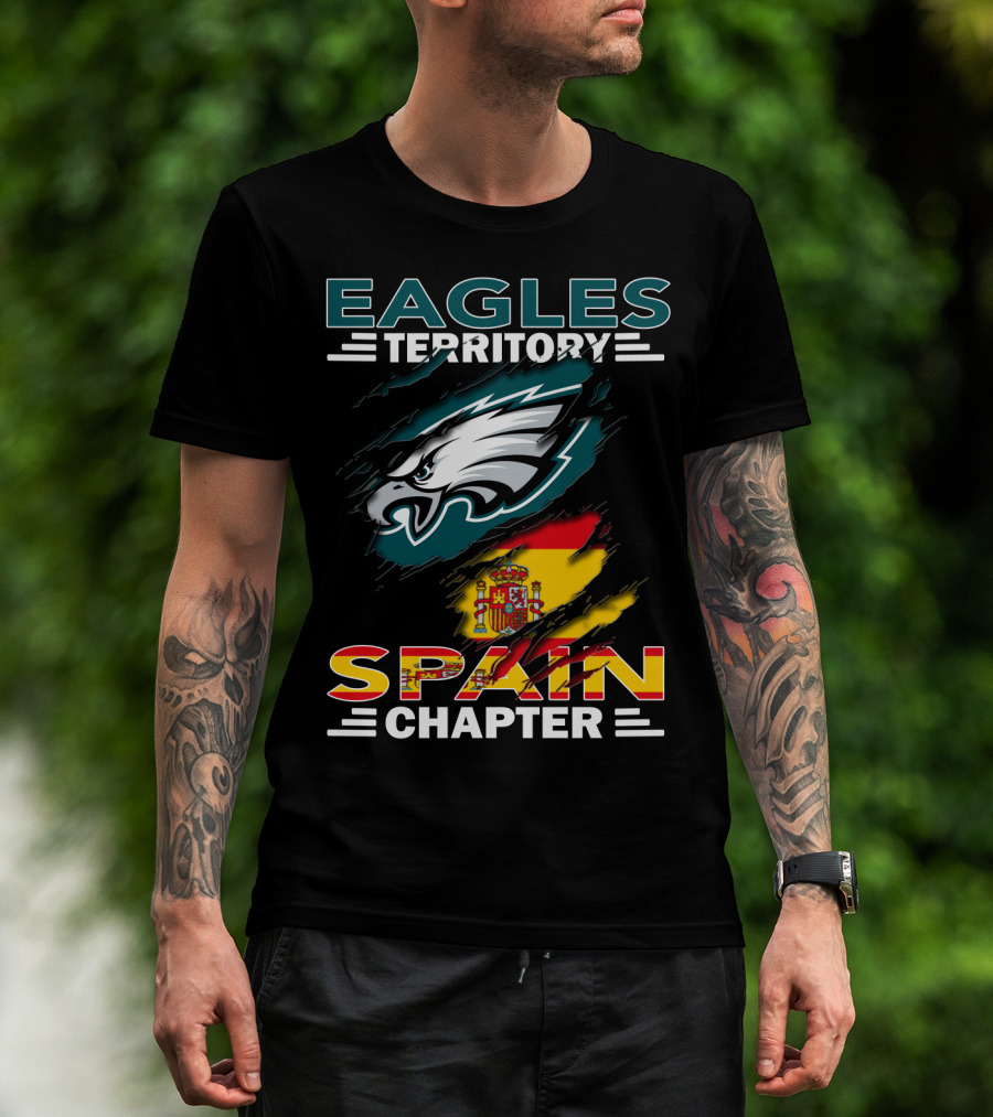 Eagles Territory Spain Chapter Fan Pride With Spanish Flag And Eagle T-Shirt