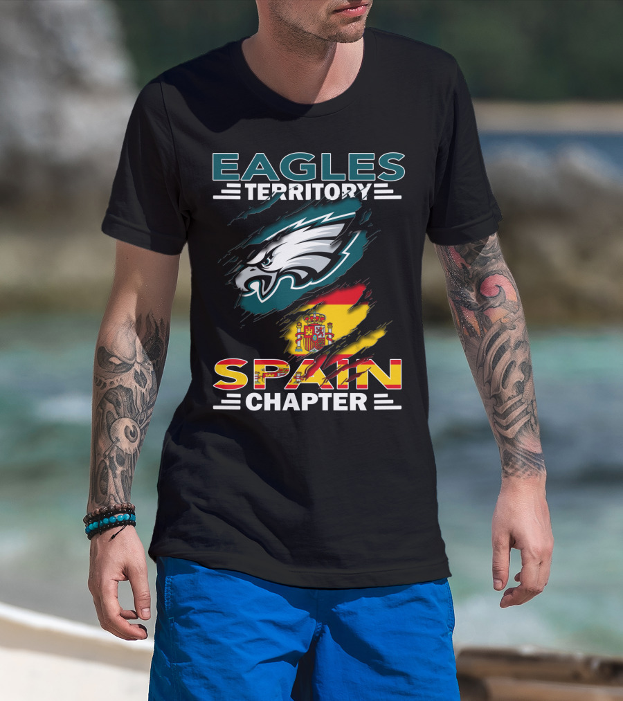 Eagles Territory Spain Chapter Fan Pride With Spanish Flag And Eagle T-Shirt