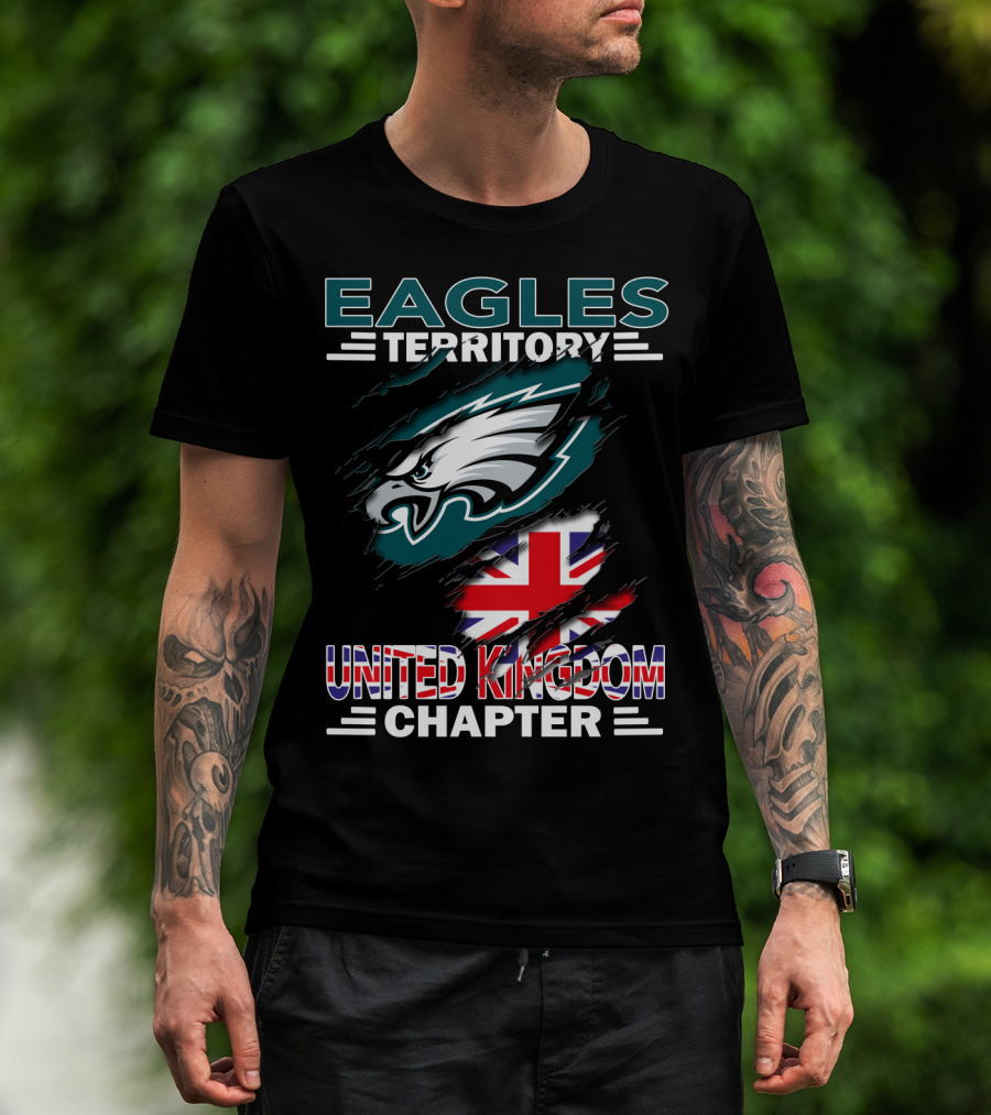 Eagles Territory United Kingdom Chapter NFL Team Logo Union Jack T-Shirt