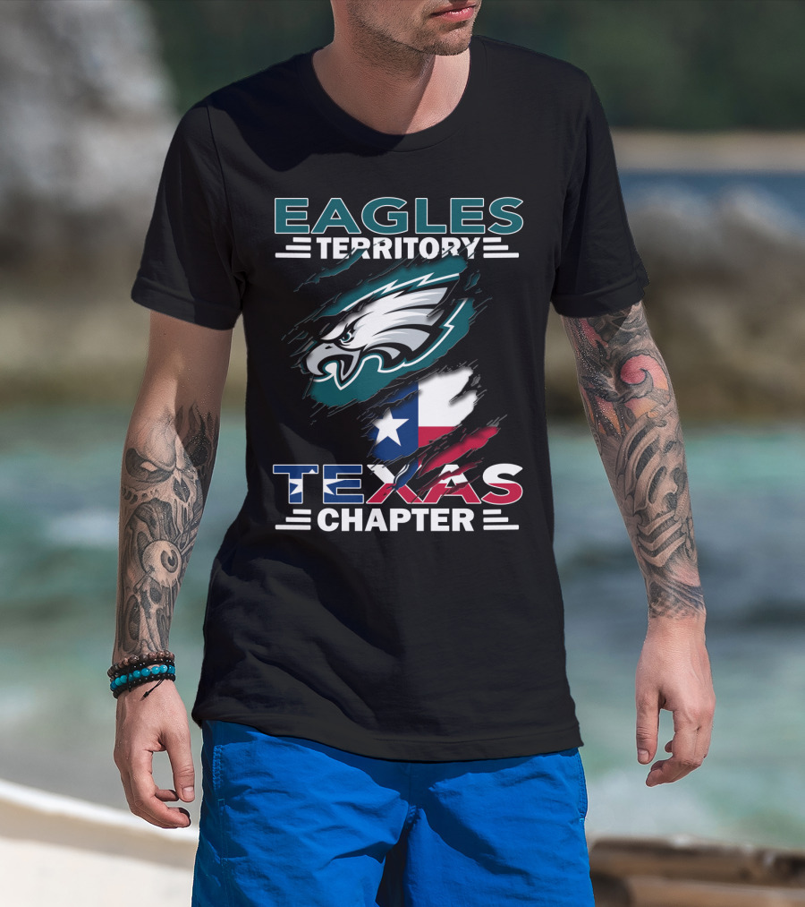 Eagles Territory Texas Chapter NFL Fan Club Texas Flag Integration T-Shirt