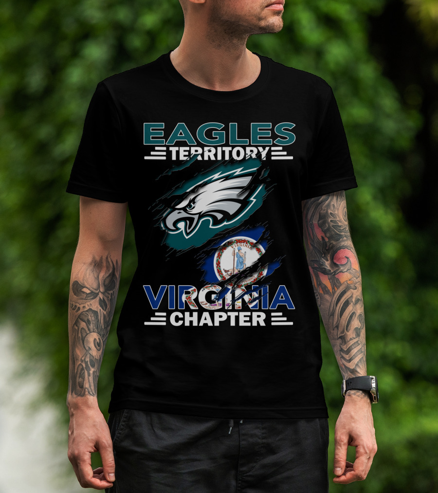 Eagles Territory Virginia Chapter With Philadelphia Eagles Logo And Virginia State Flag T-Shirt