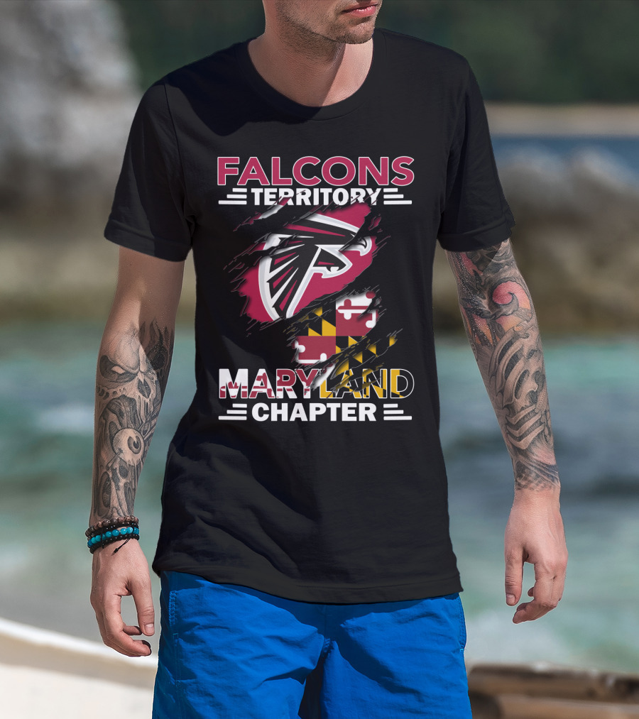 Falcons Territory Maryland Chapter Ravens Shield Flag T-Shirt