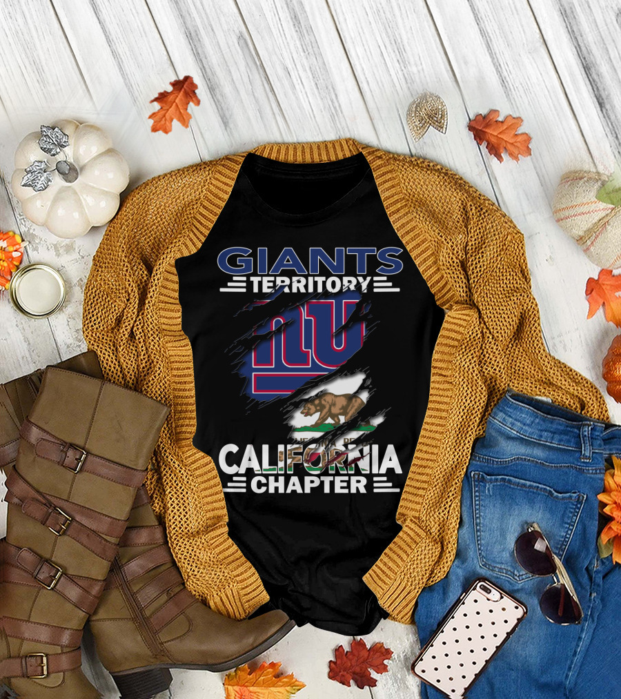 GIANTS Territory California Chapter California Bear Flag and New York Giants T-Shirt