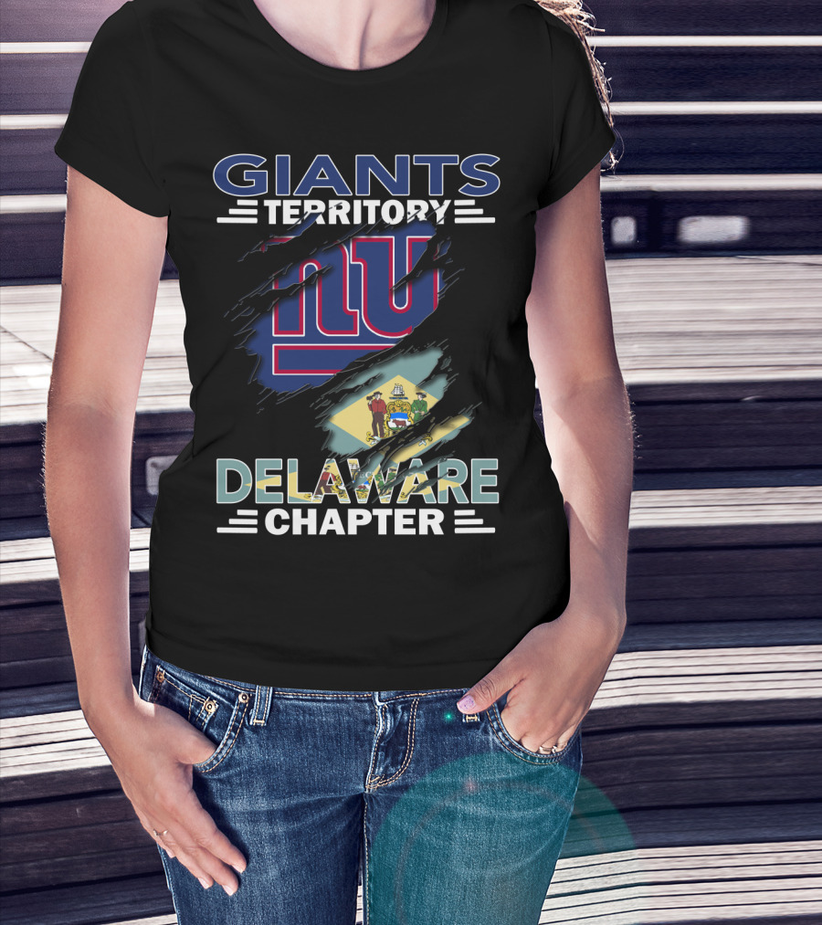 Giants Territory New York Delaware Chapter Logos And Flag T-Shirt