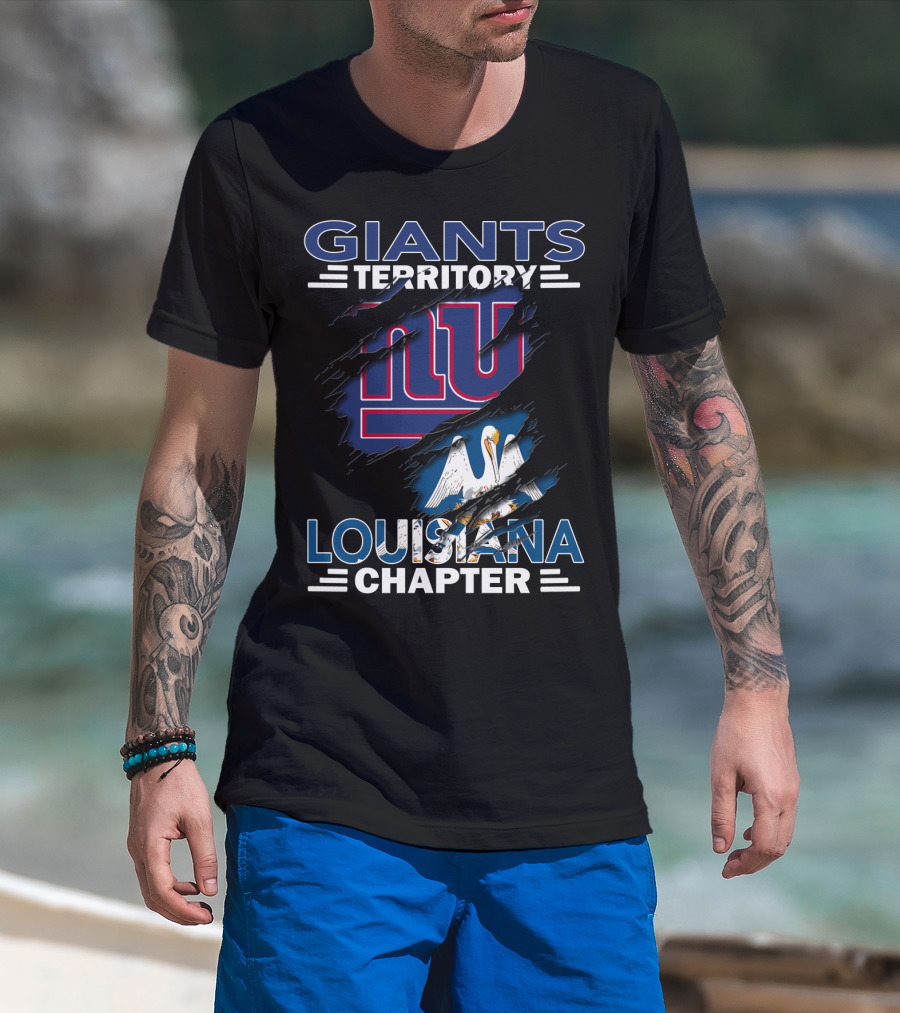 Giants Territory Louisiana Chapter Ny Logo Pelican T-Shirt