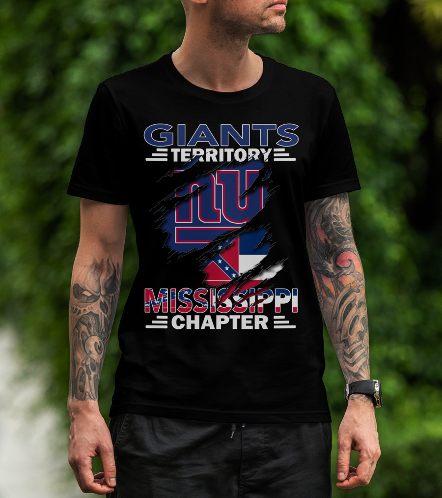 Giants Territory Mississippi Chapter NY Logo And Mississippi Flag Elements T-Shirt