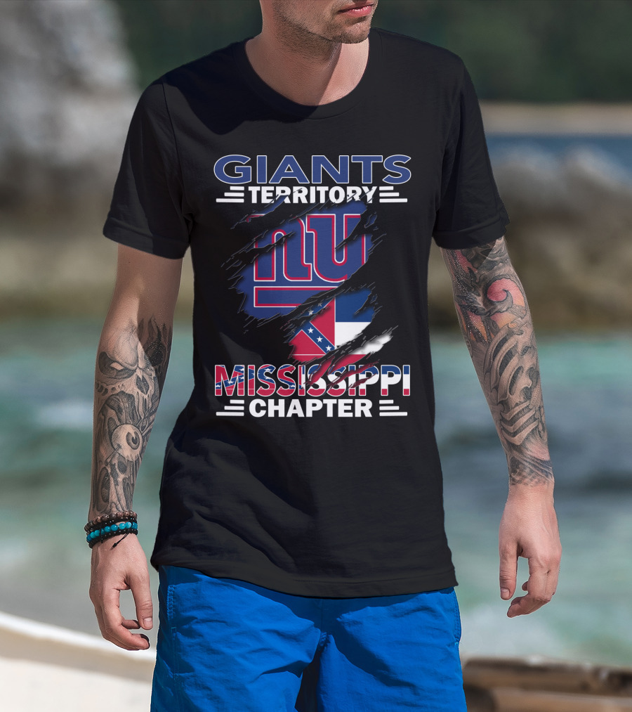 Giants Territory Mississippi Chapter NY Logo And Mississippi Flag Elements T-Shirt