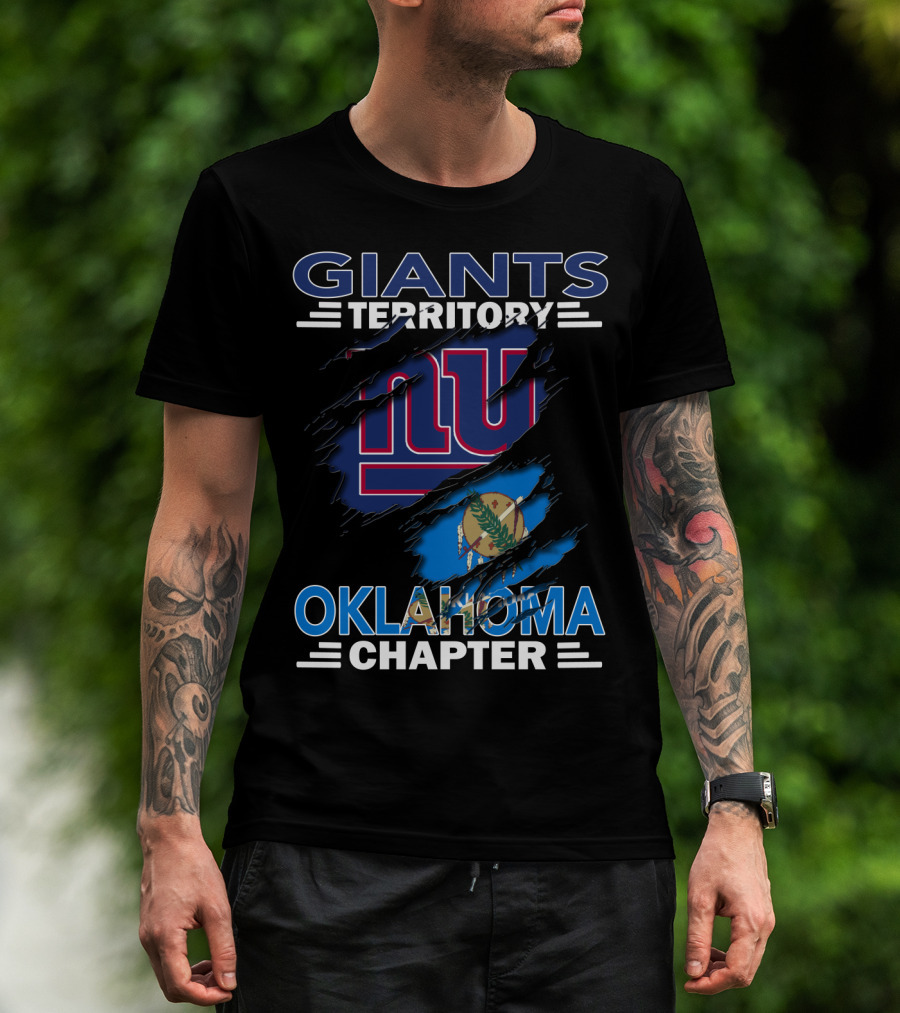 Giants Territory Oklahoma Chapter NY Giants Oklahoma Flag Fan Club T-Shirt