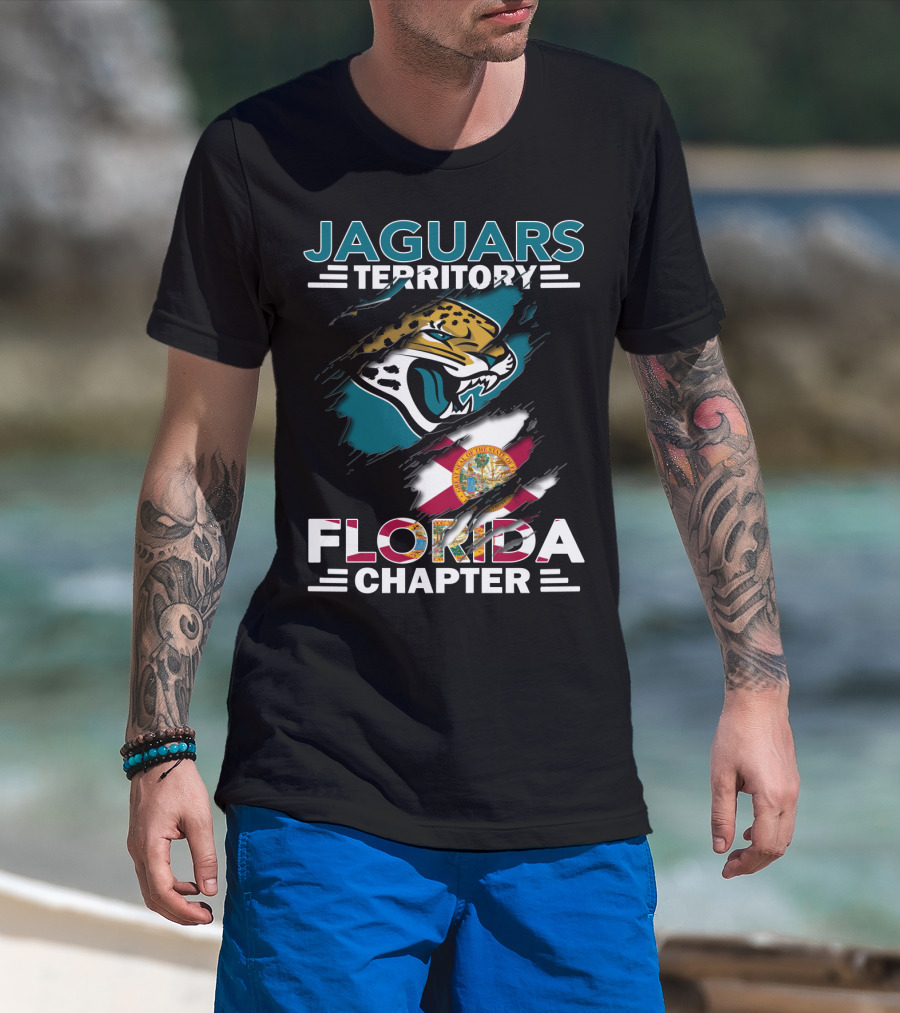 Jaguars Territory Florida Chapter With Logo And State Flag Elements T-Shirt